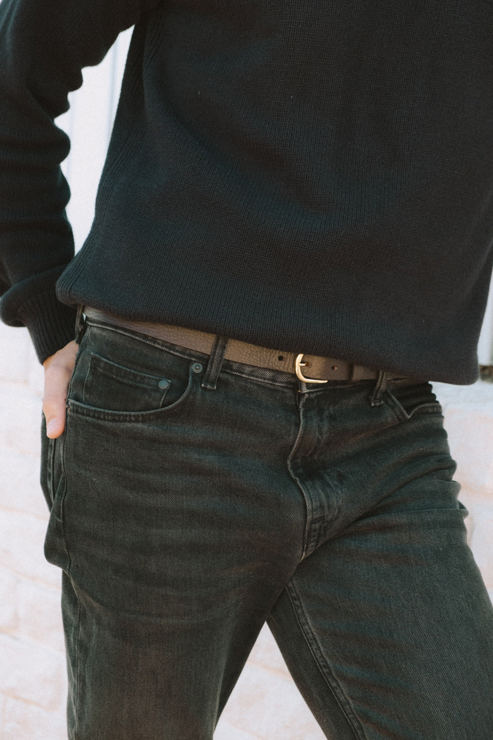 Koei Belt thin, Black, Matt-Silver