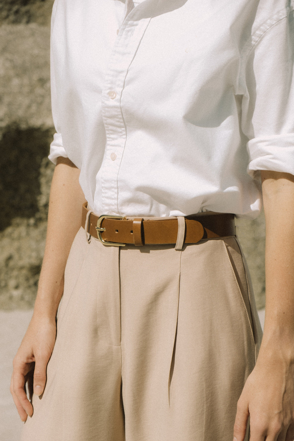 Koei Belt wide, Light Brown, Gold