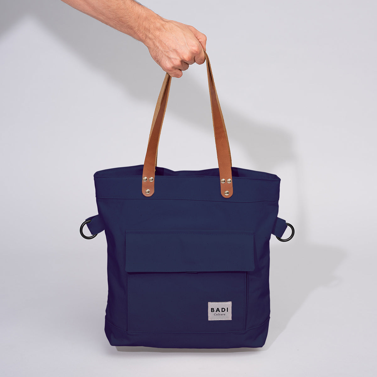 Fold-Over Tote Ocean-natural