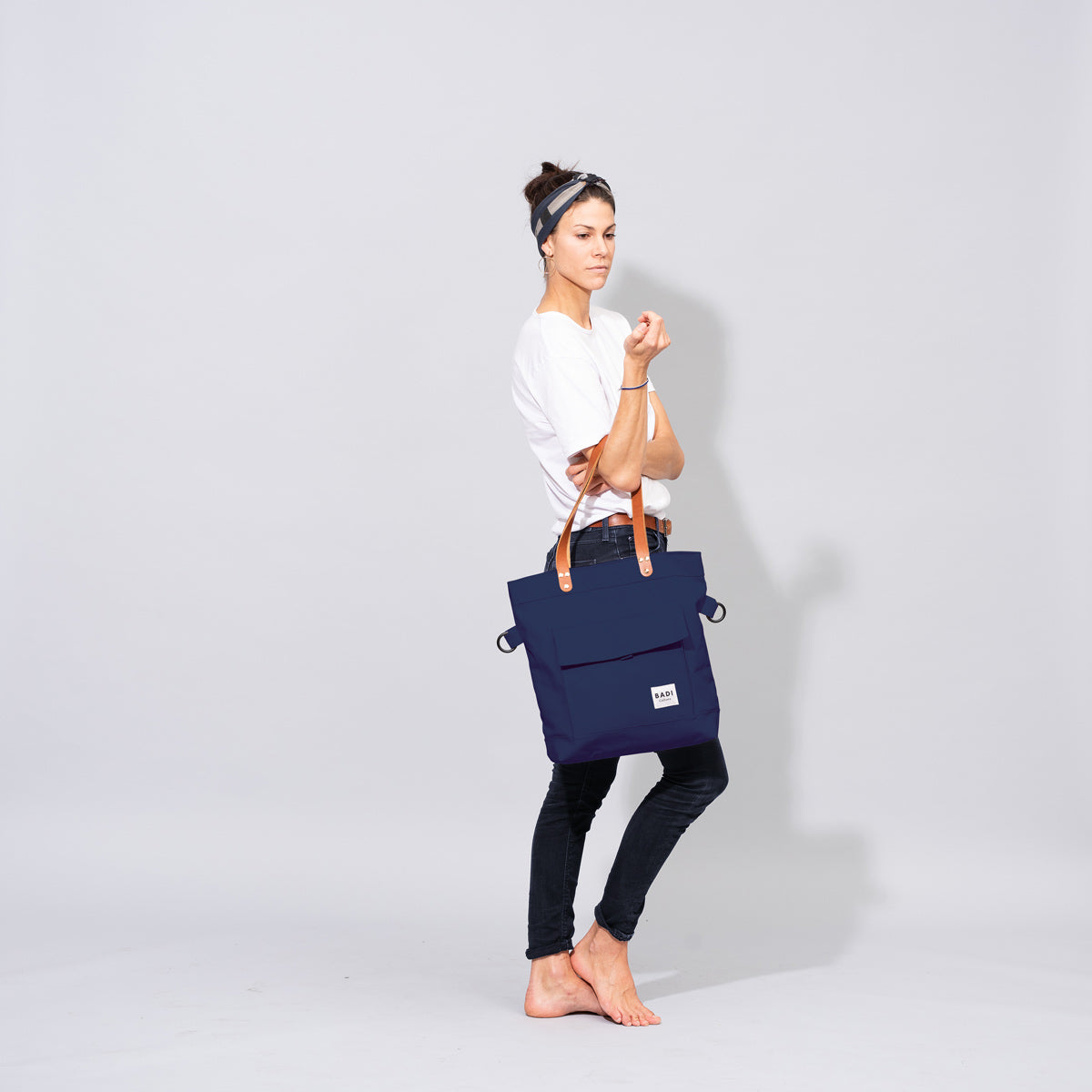 Fold-Over Tote Ocean-natural