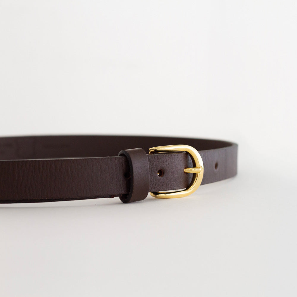 Koei Belt thin, Dark Brown, Gold